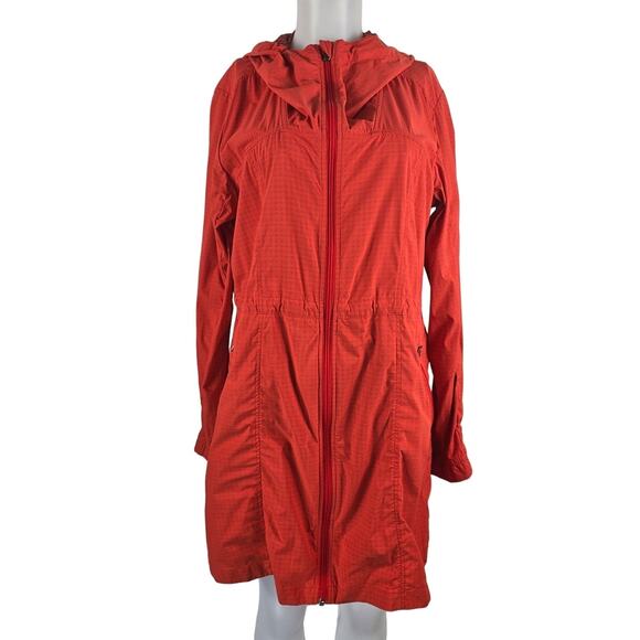 Athleta Jackets & Blazers - Athleta Orange Athletic Hooded Side Long Line Pocket Full Zip Jacket L